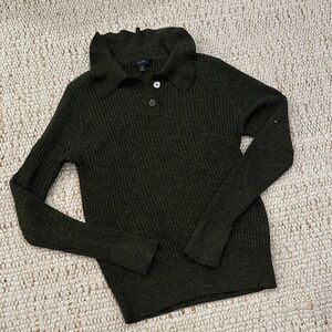 J. Crew Olive Ribbed Turtleneck Sweater